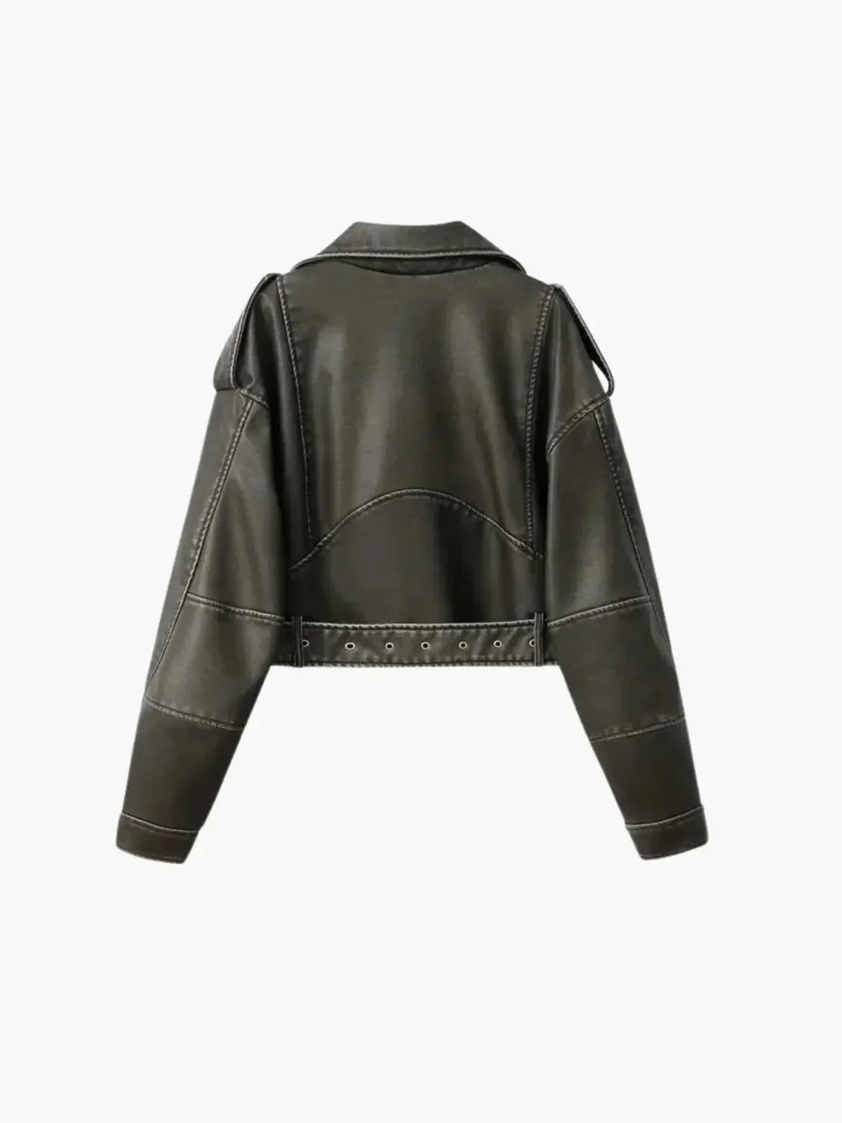 Isla – Cropped fitted design – Belted biker jacket-15133992124789-Mirella Fiore