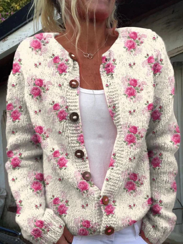 Jolina - Watercolor French Rose Cardigan-15530555834741-Mirella Fiore