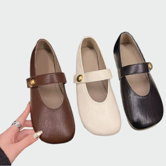 Juniper - Round-Toe Button Mary Jane Shoes-15519661031797-Mirella Fiore