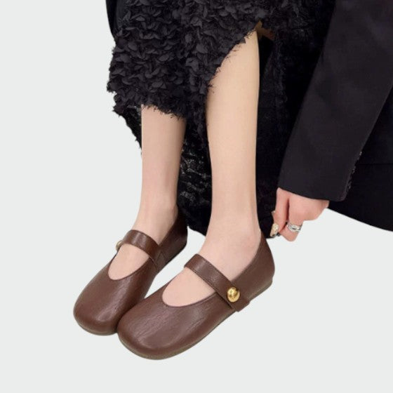 Juniper - Round-Toe Button Mary Jane Shoes-15519661031797-Mirella Fiore