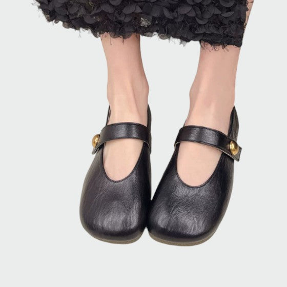 Juniper - Round-Toe Button Mary Jane Shoes-15519661031797-Mirella Fiore