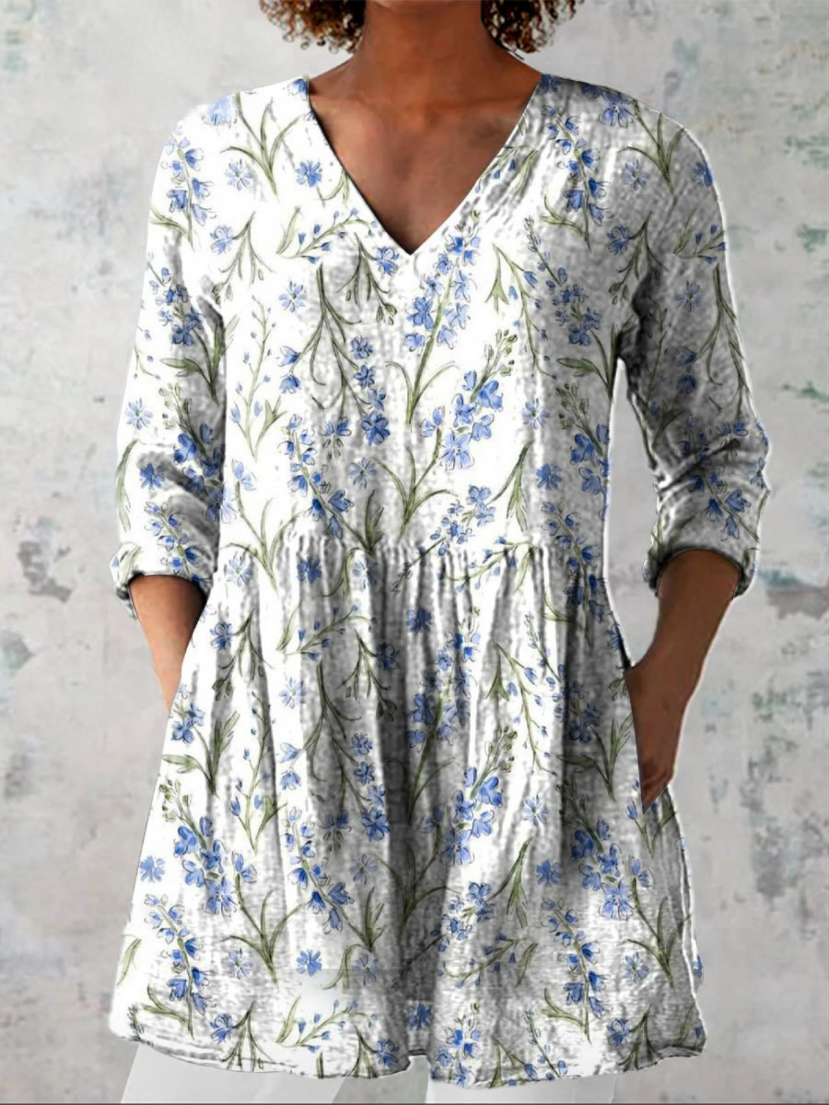 Kara - Long V-Neck Shirt-15550825103733-Mirella Fiore