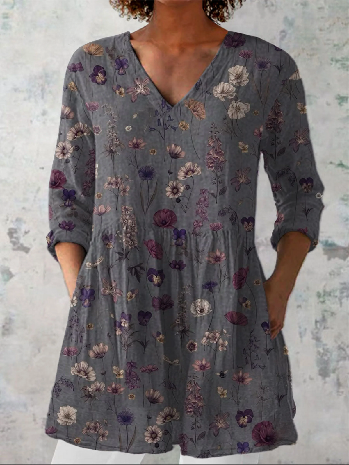 Kassidy - Long V-Neck Shirt-15550824251765-Mirella Fiore