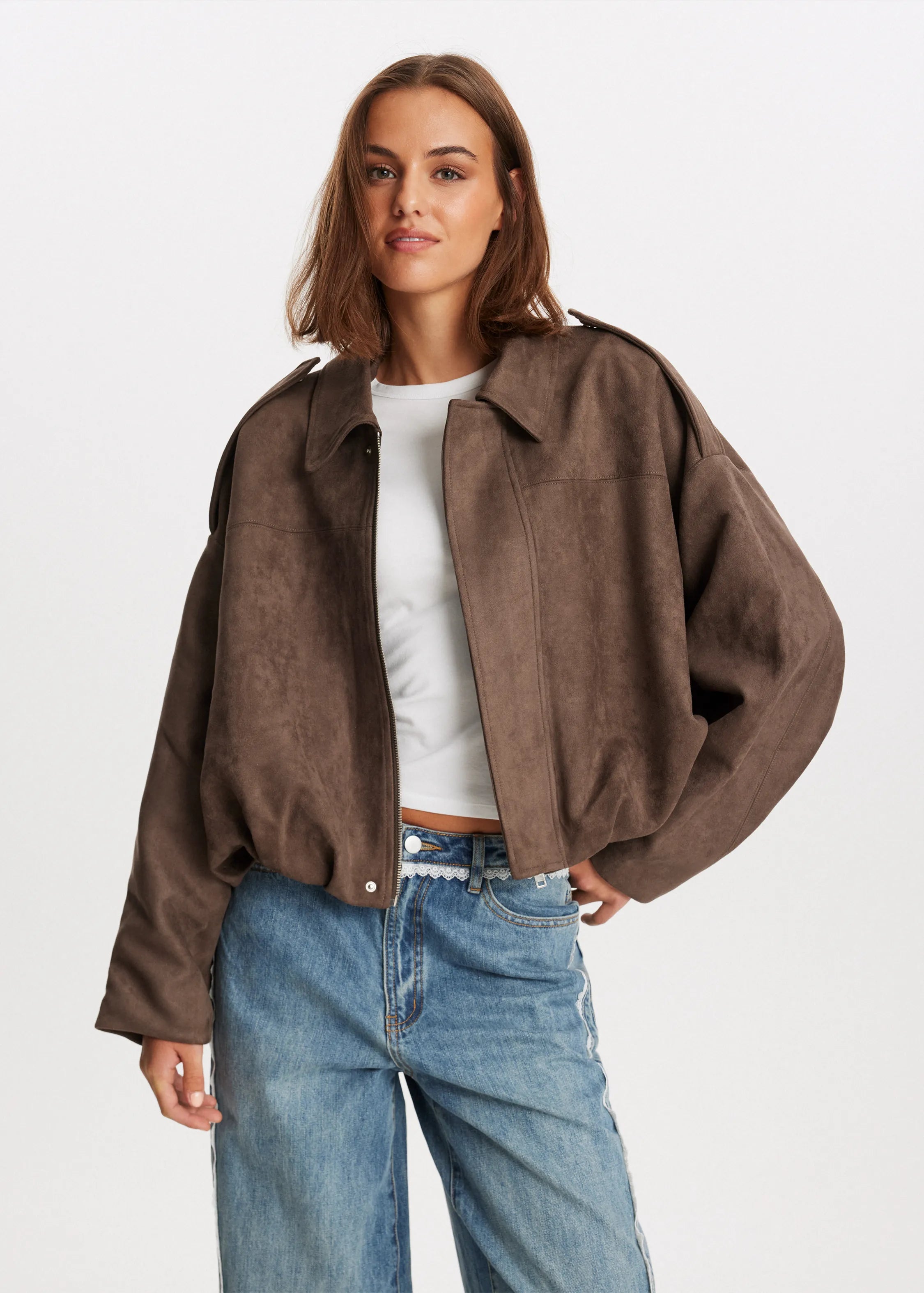 Kendra – Cropped suede jacket – Oversized fit-15355046396277-Mirella Fiore