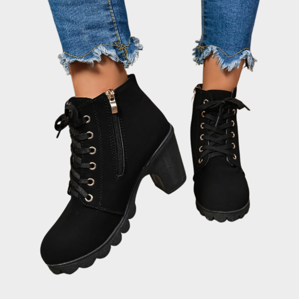 Kenna - Block Heel Ankle Boots-15520005783925-Mirella Fiore
