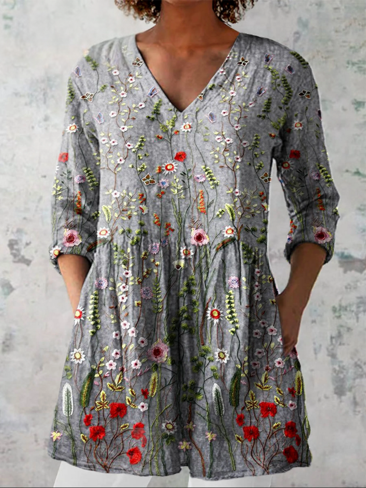 Lana - Long V-Neck Shirt-15550824546677-Mirella Fiore