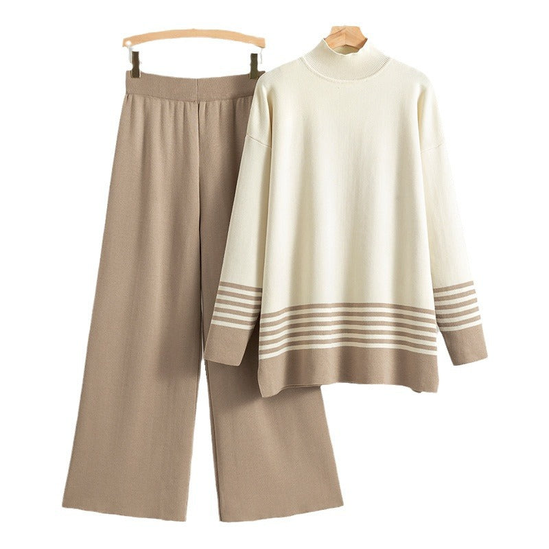 Lia - Classic and Comfortable Bicolor Set with Stand-Up Collar-15553173979509-Mirella Fiore
