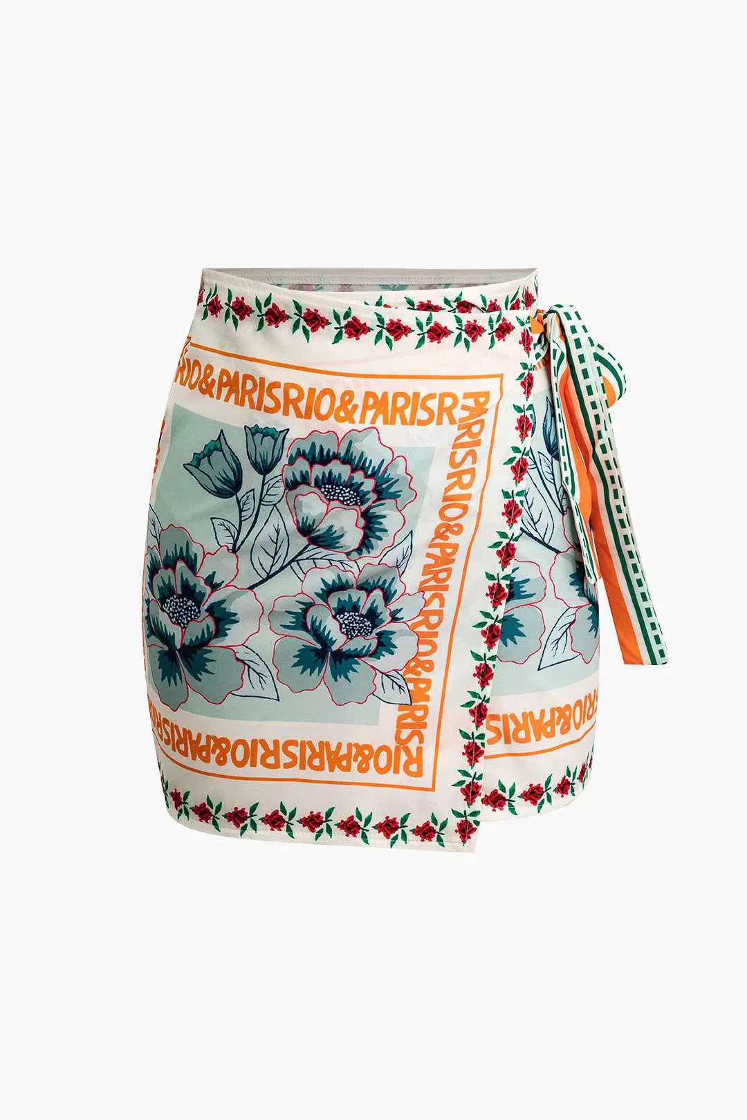 Licia – Knot detail – Floral wrap mini skirt-15133688234357-Mirella Fiore