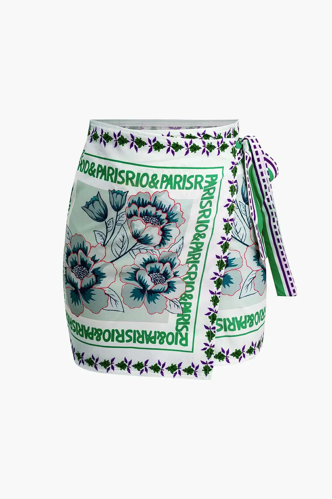 Licia – Knot detail – Floral wrap mini skirt-15133688234357-Mirella Fiore