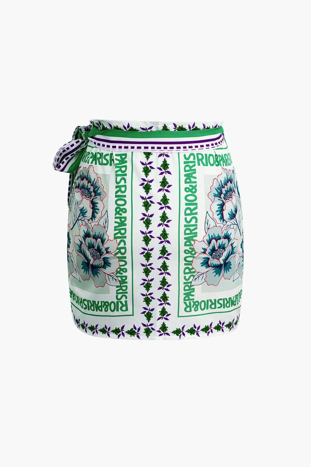 Licia – Knot detail – Floral wrap mini skirt-15133688234357-Mirella Fiore