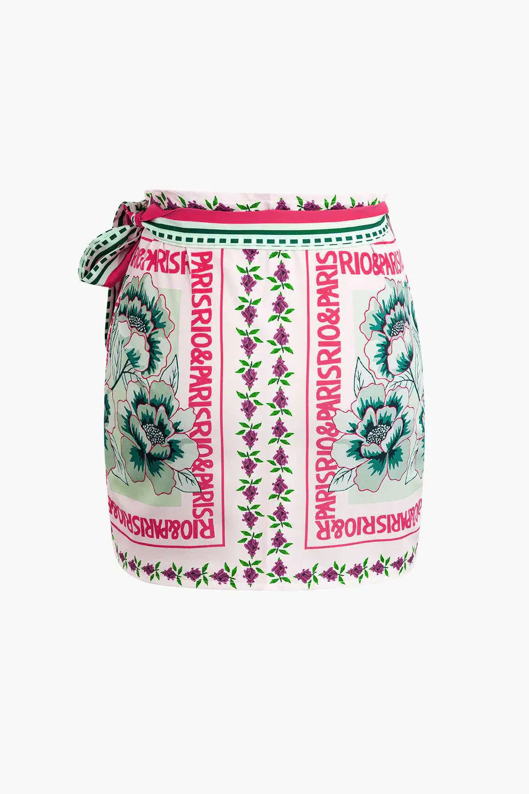 Licia – Knot detail – Floral wrap mini skirt-15133688234357-Mirella Fiore