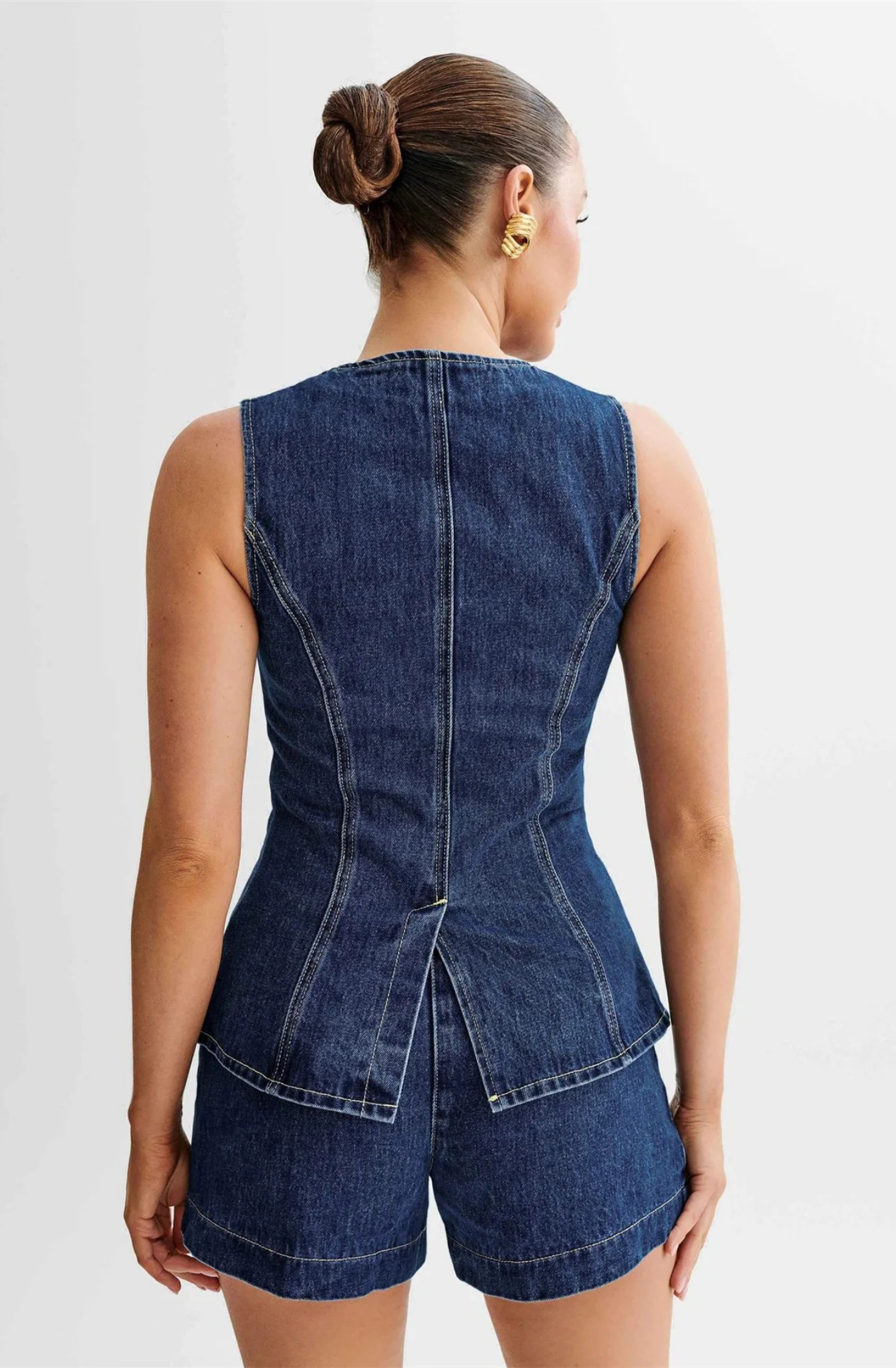 Lila – Button-Detail Denim Set – Top and Shorts-15274612097397-Mirella Fiore