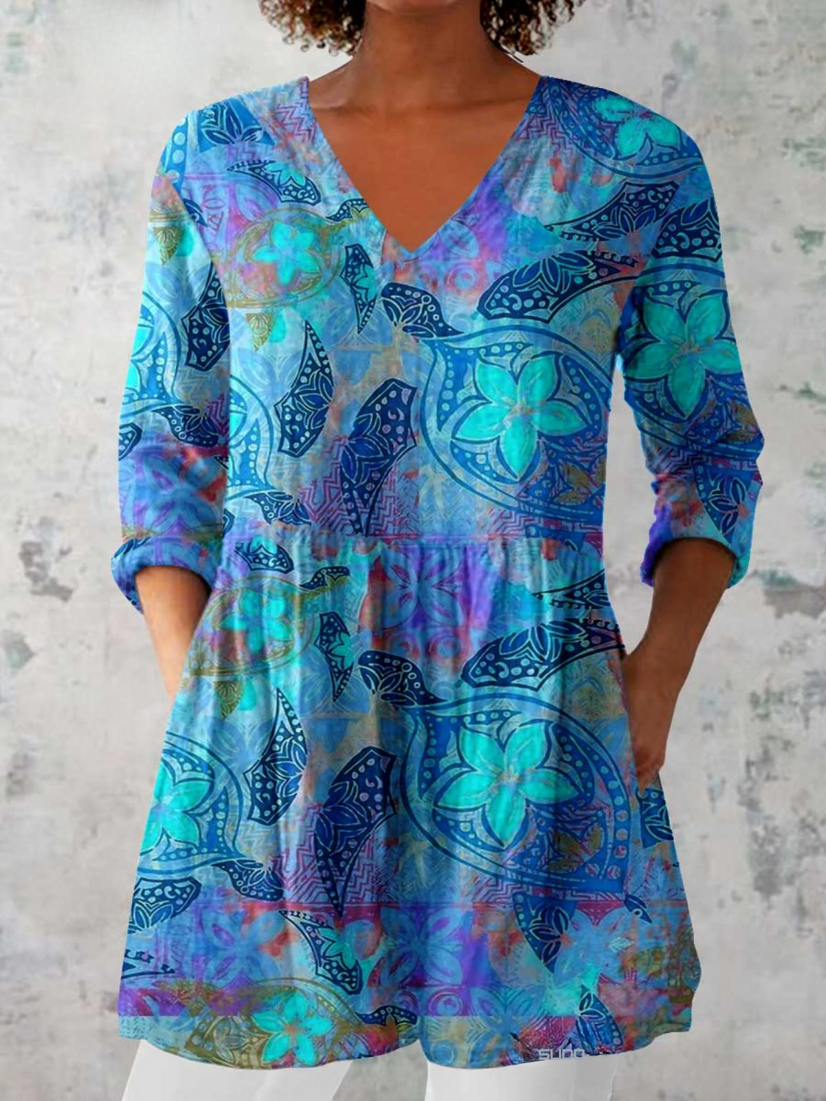 Lilia - Long V-Neck Shirt-15550824841589-Mirella Fiore