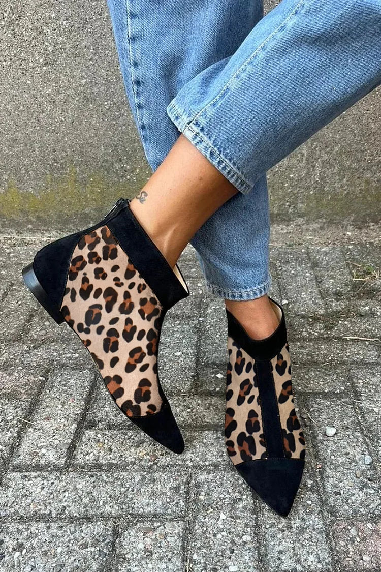 Lily - Leopard Print Ankle Boot With Pointed Toe-15551039439221-Nancy & Mae Savannah