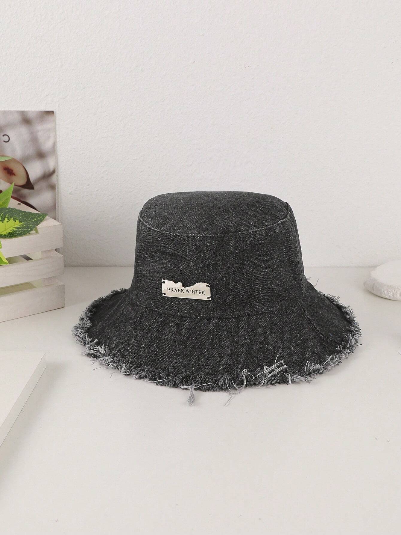 Lioré – Distressed edge – Washed denim bucket hat-15133817045365-Mirella Fiore
