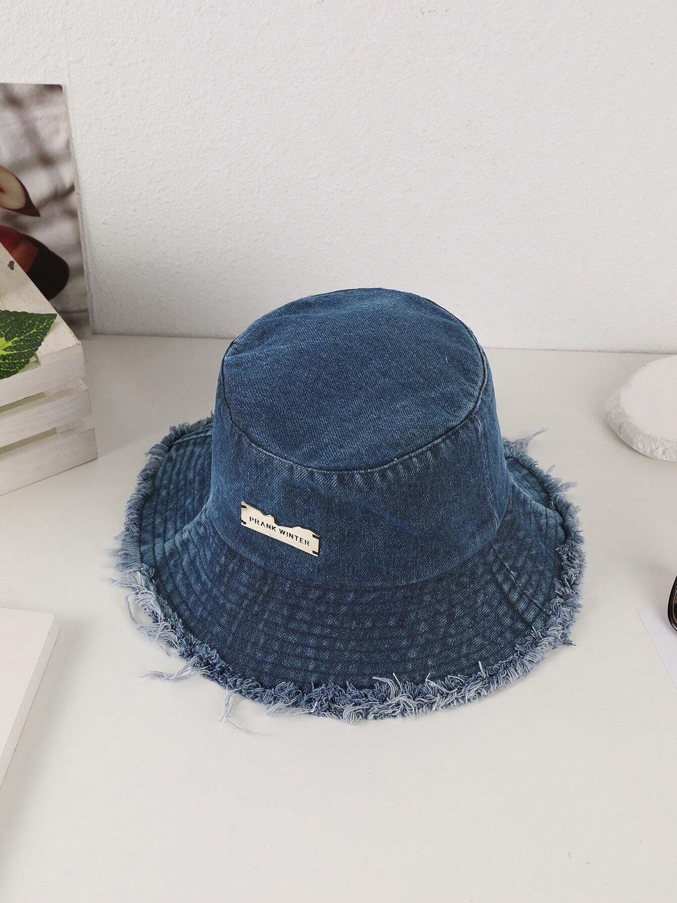 Lioré – Distressed edge – Washed denim bucket hat-15133817045365-Mirella Fiore