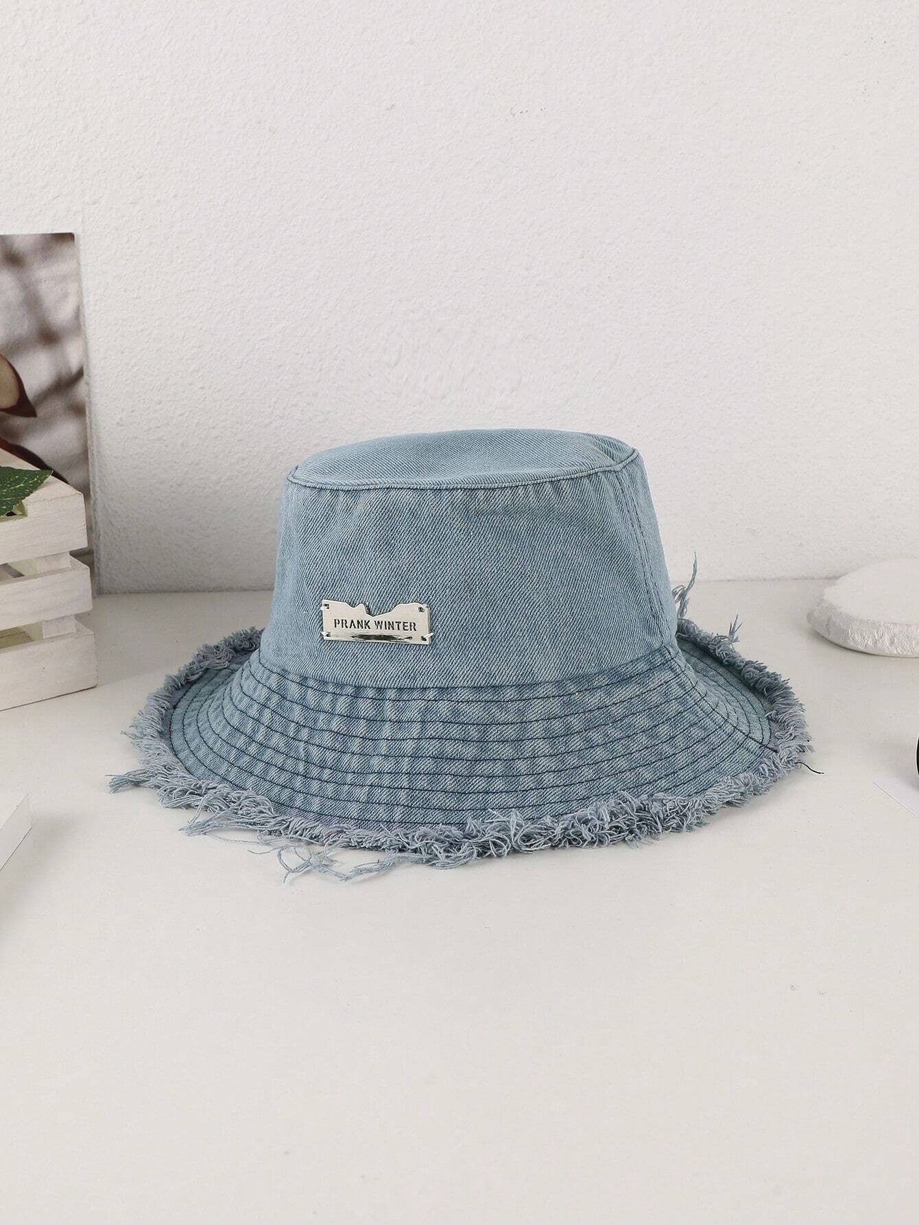 Lioré – Distressed edge – Washed denim bucket hat-15133817045365-Nancy & Mae Savannah