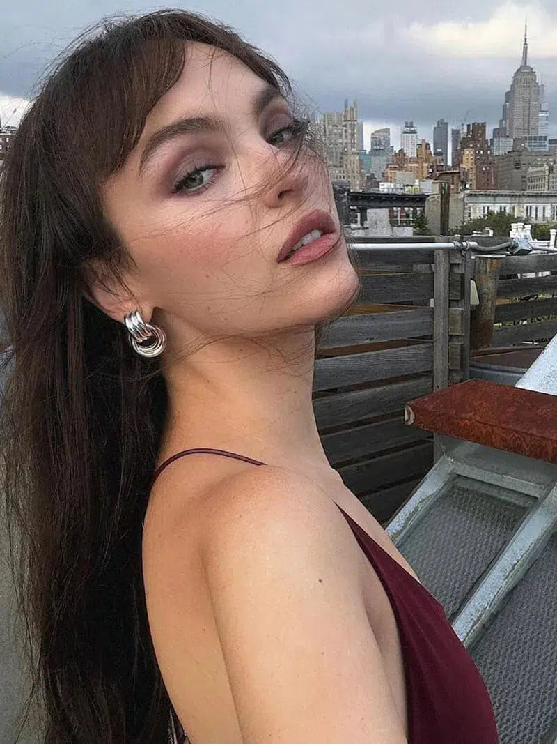 Luisa – Hollow design – Mini hoop earrings-15227778433397-Nancy & Mae Savannah