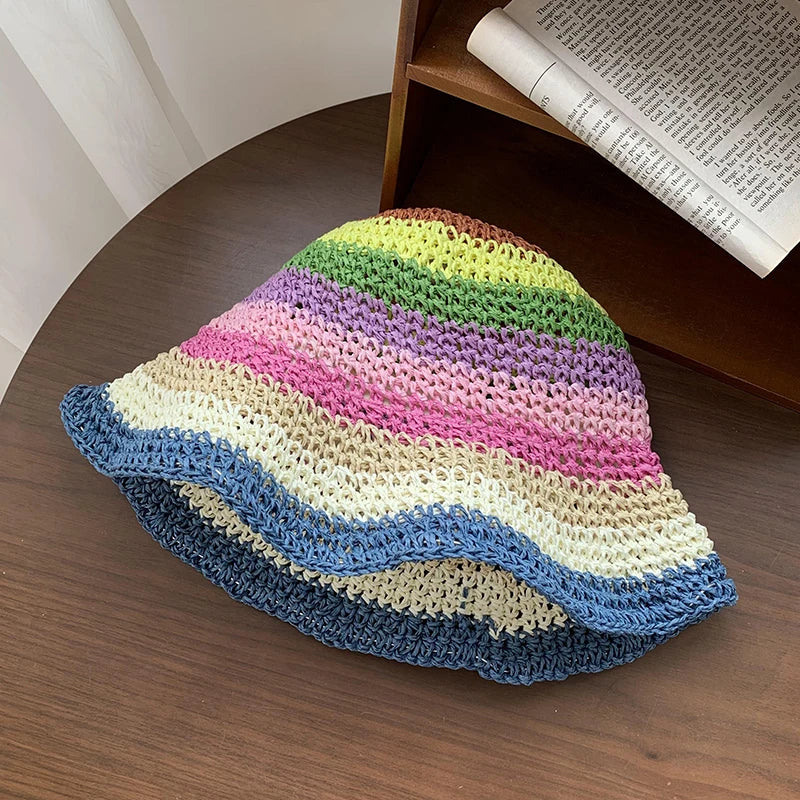 Lunaria – Rainbow stripe – Crochet sun hat-15133807772021-Nancy & Mae Savannah