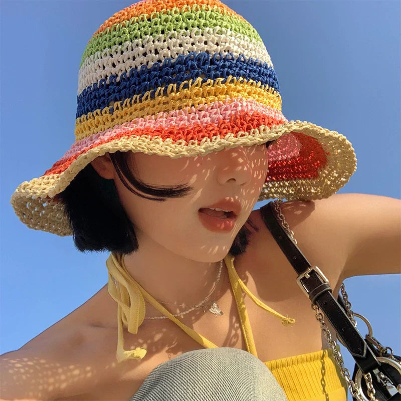 Lunaria – Rainbow stripe – Crochet sun hat-15133807772021-Nancy & Mae Savannah
