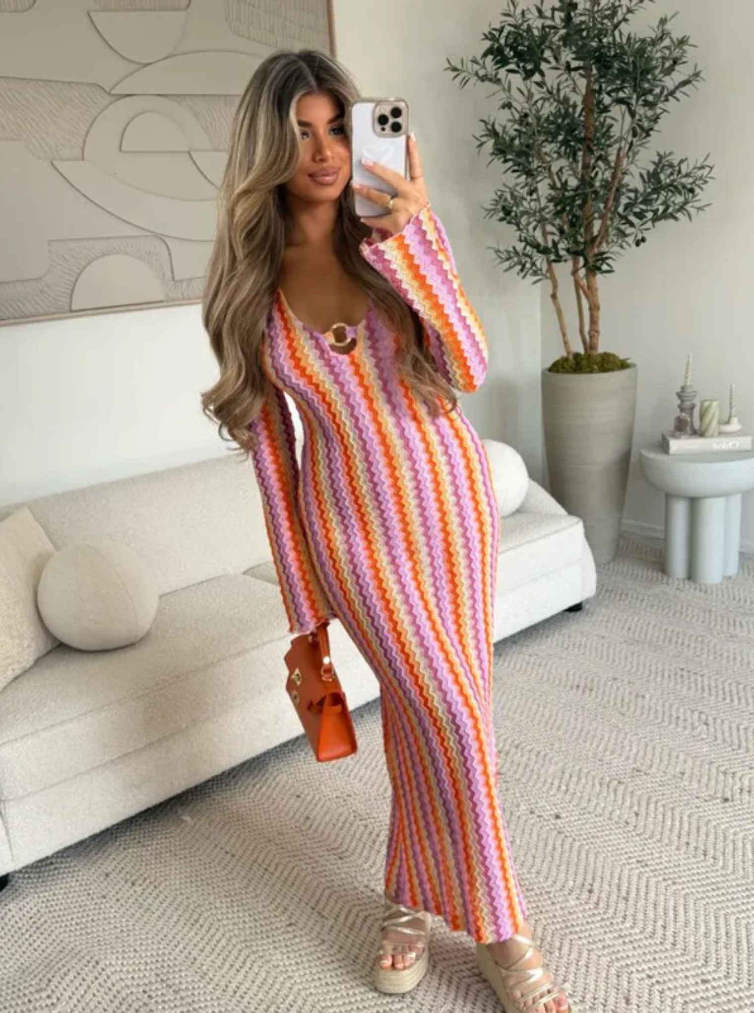 Lunarie – Retro chevron knit – Maxi dress-15283423084917-Mirella Fiore