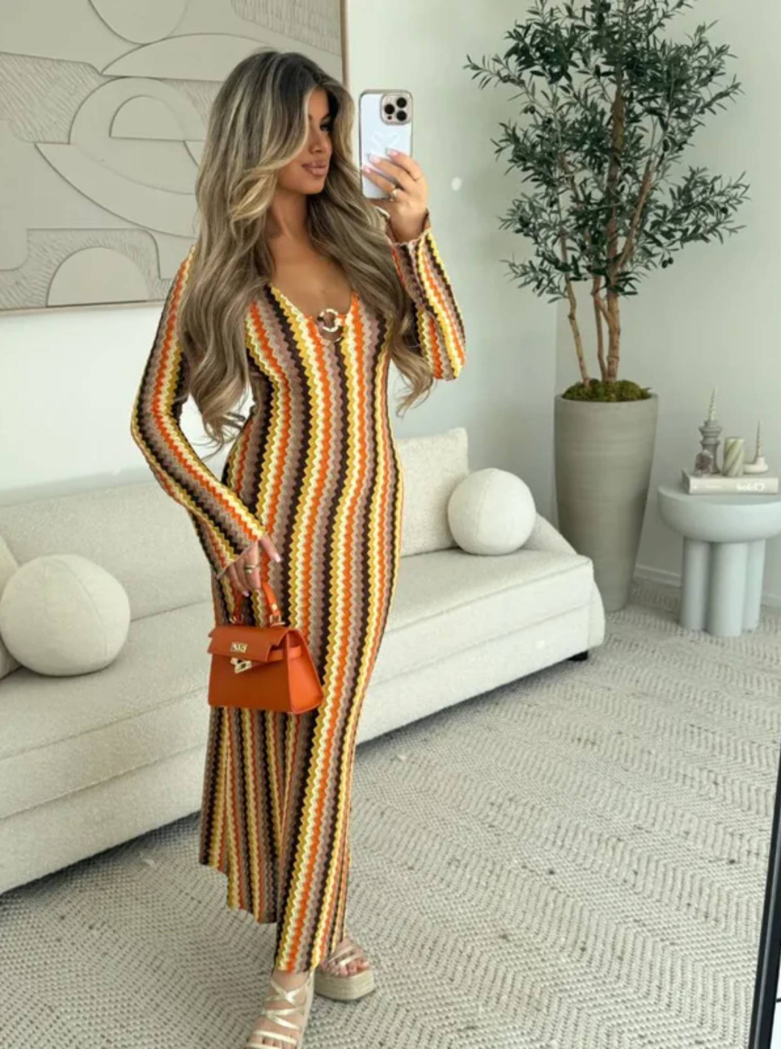 Lunarie – Retro chevron knit – Maxi dress-15283423084917-Mirella Fiore