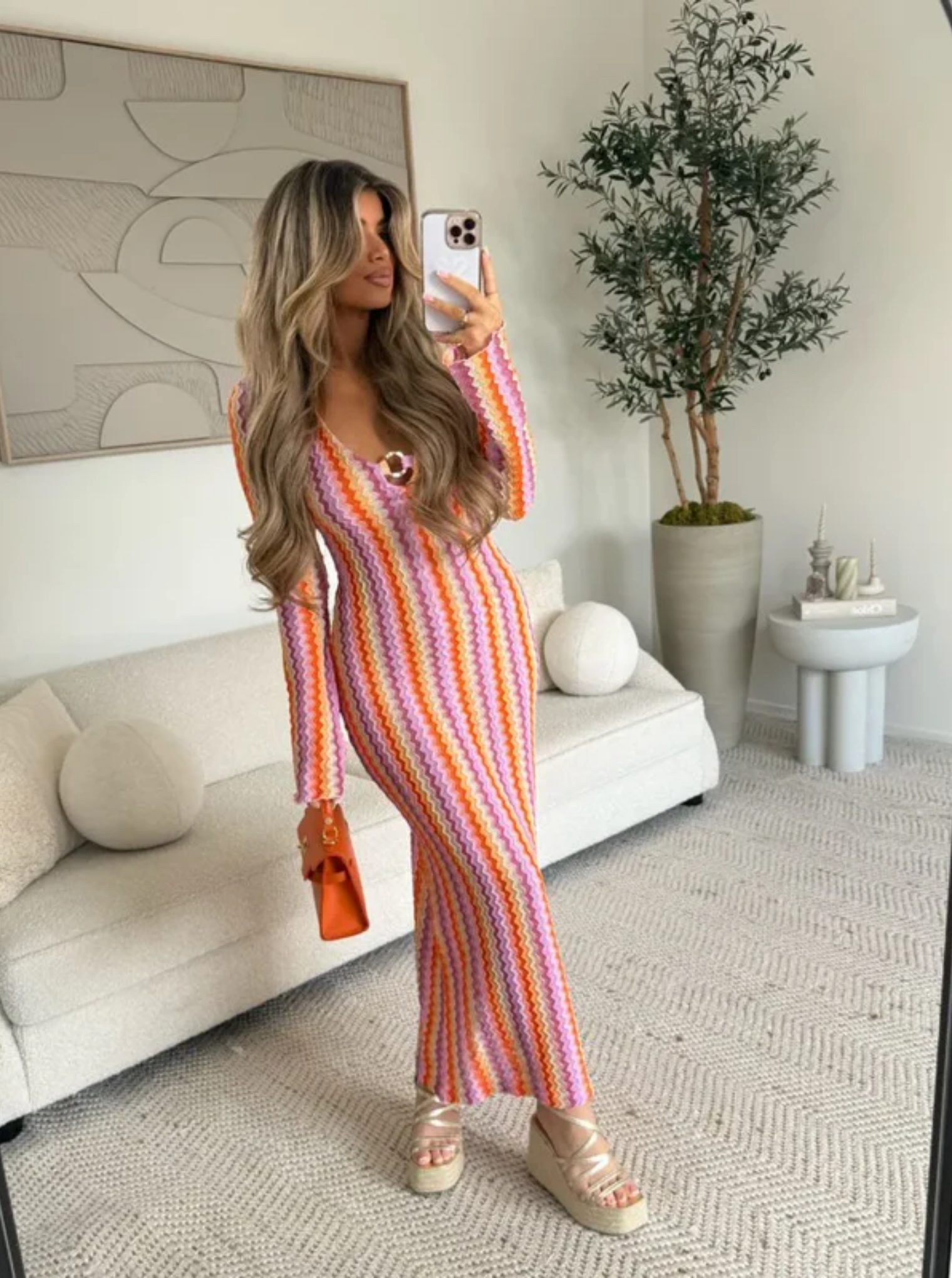 Lunarie – Retro chevron knit – Maxi dress-15283423084917-Mirella Fiore
