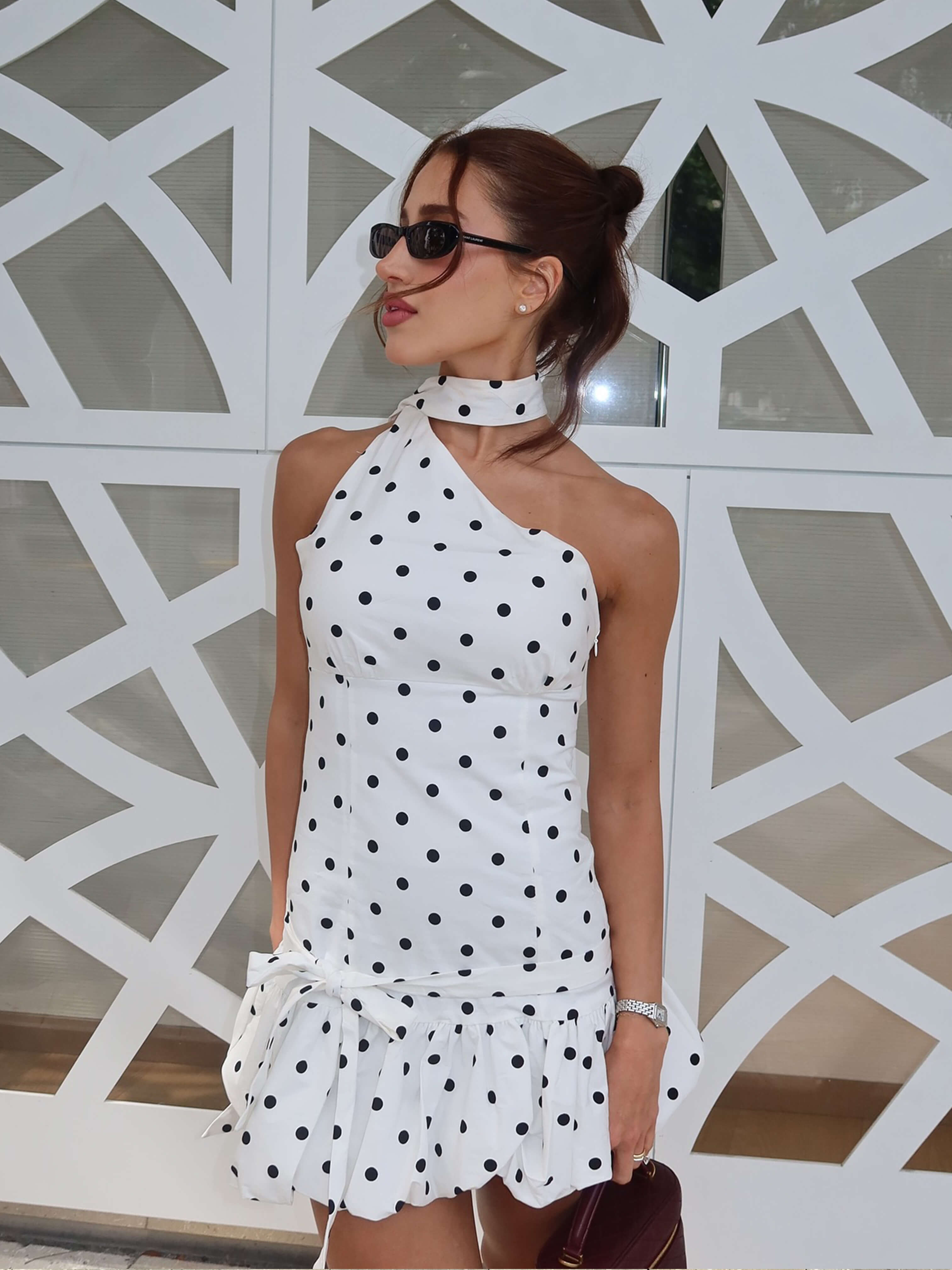 Lunetta – Asymmetric cut – Polka dot mini dress-15133887037813-Mirella Fiore