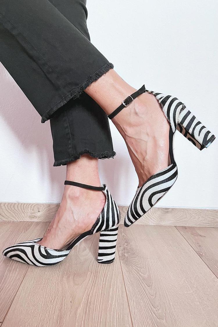 Lydia - Zebra Print Pumps With Ankle Strap-15551040815477-Mirella Fiore