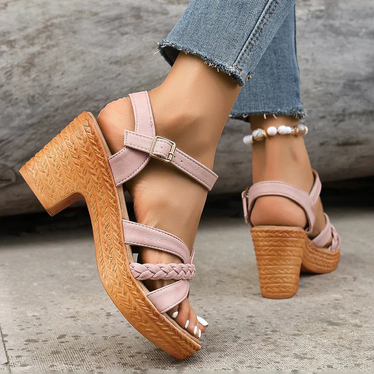 MELODIE - Braided Strap Platform Sandals-15551041175925-Mirella Fiore