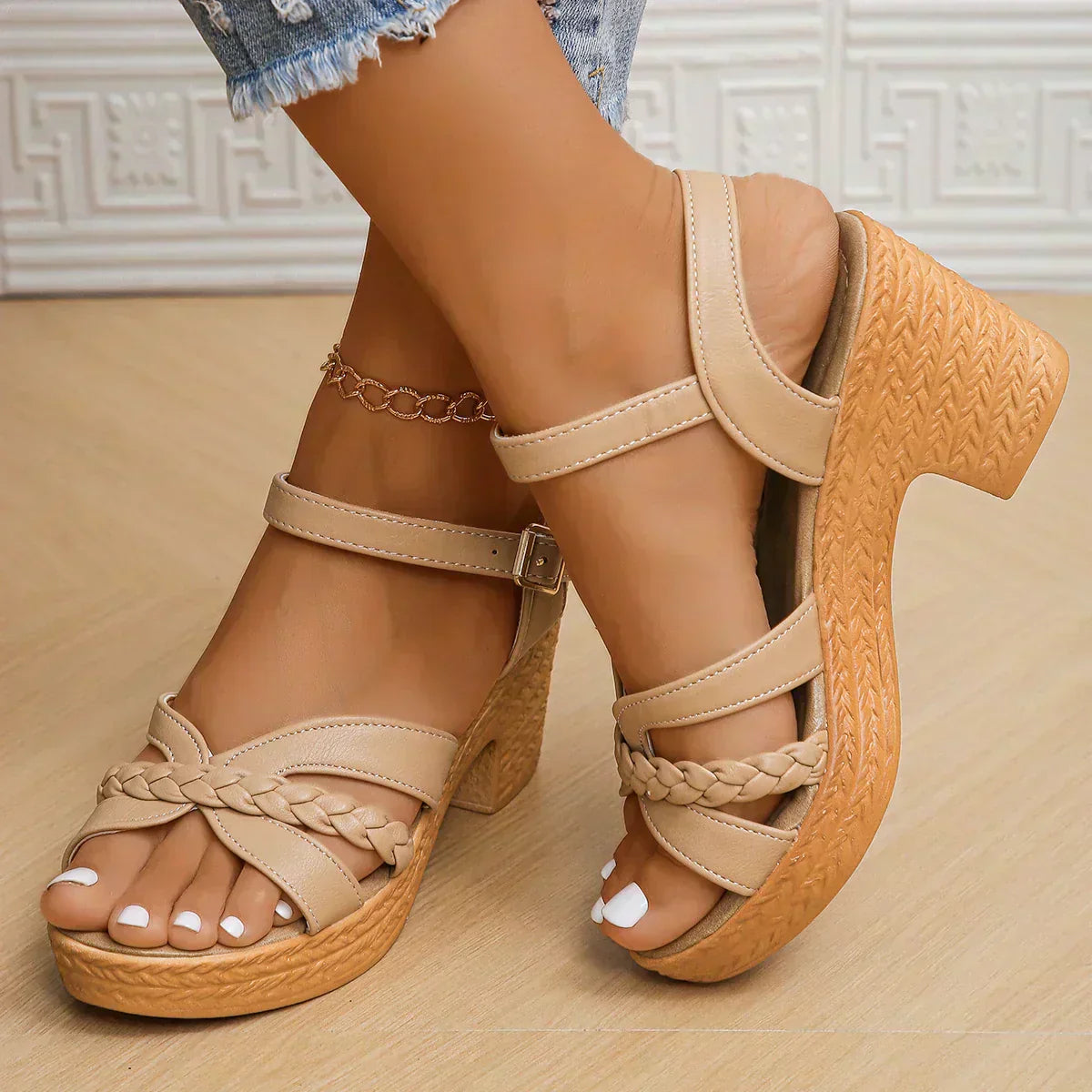MELODIE - Braided Strap Platform Sandals-15551041175925-Mirella Fiore
