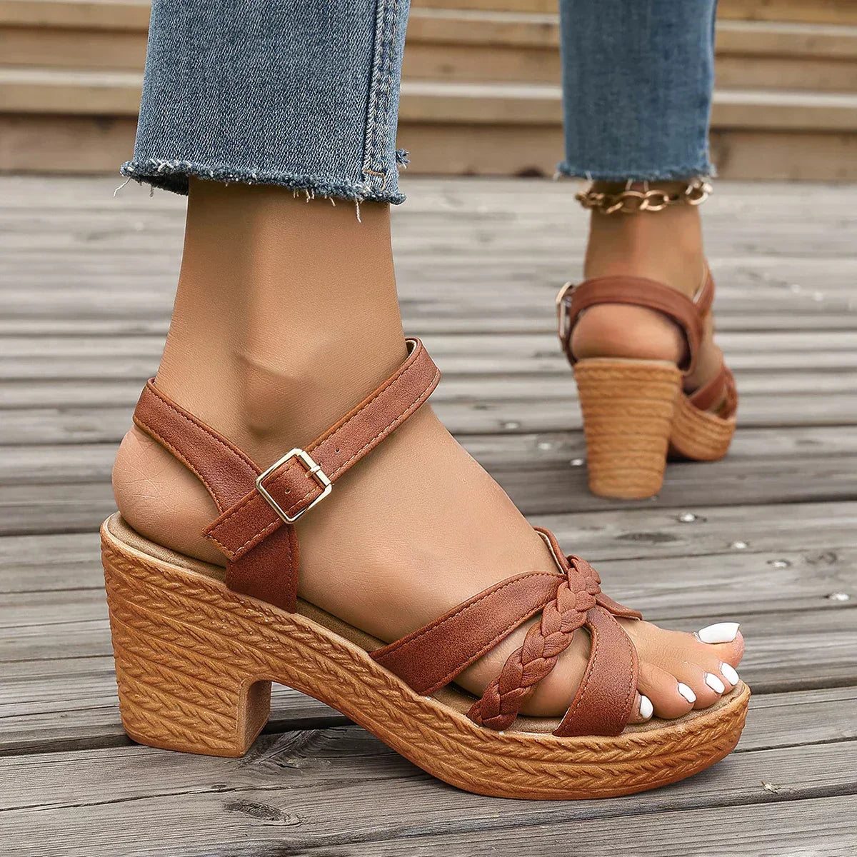 MELODIE - Braided Strap Platform Sandals-15551041175925-Mirella Fiore