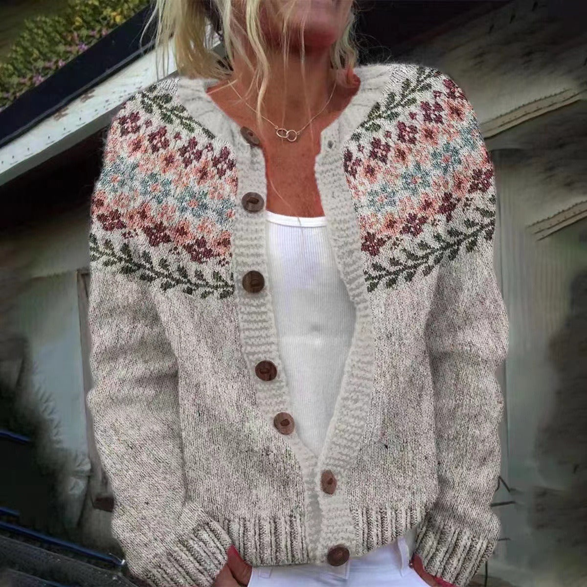 Madelyne - Vintage Icelandic Cardigan-15531112366453-Mirella Fiore