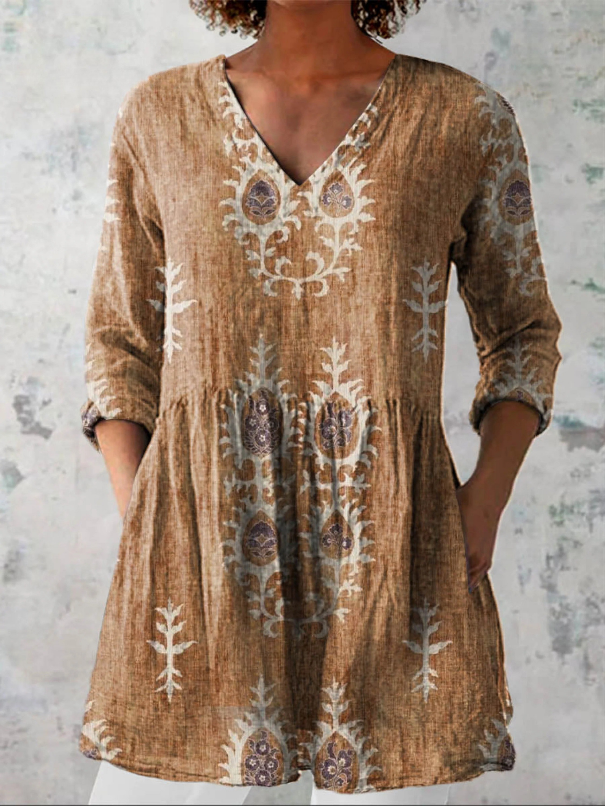 Maeve - Long V-Neck Shirt-15550824579445-Mirella Fiore