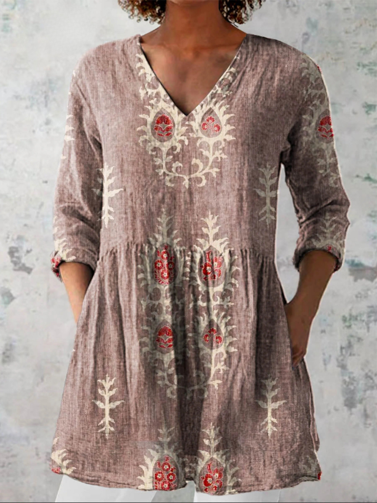 Maeve - Long V-Neck Shirt-15550824579445-Mirella Fiore