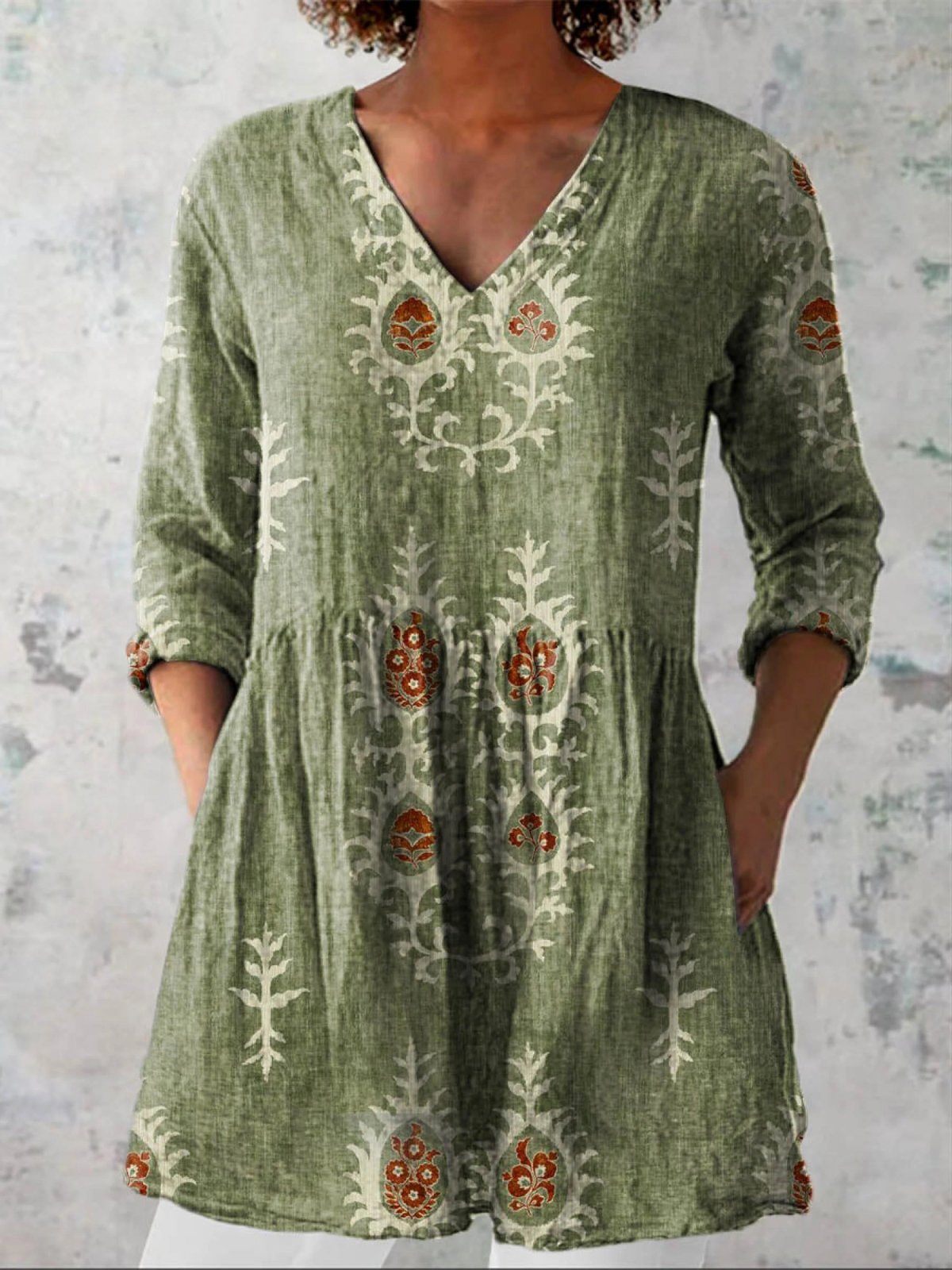 Maeve - Long V-Neck Shirt-15550824579445-Mirella Fiore
