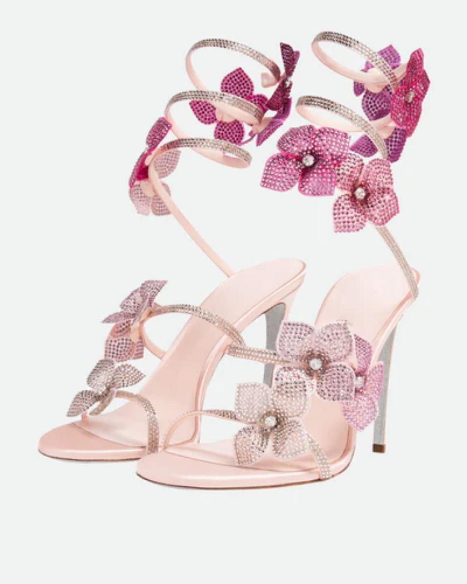 Margeline – Crystal-embellished satin – Floral appliqué heels-15133957325173-Mirella Fiore