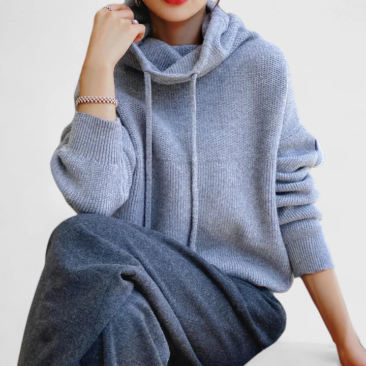 Marie - Cozy Knit Hoodie-15547990344053-Mirella Fiore