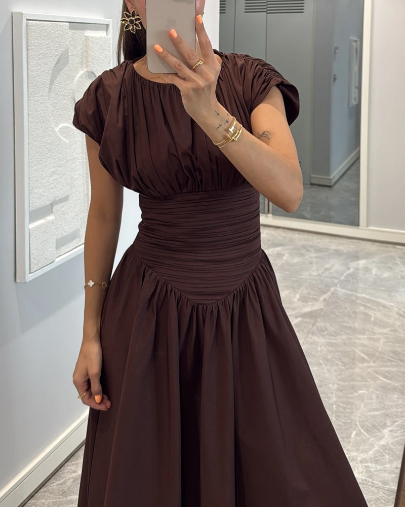 Mariella – Ruched waist – Midi dress-15283498484085-Mirella Fiore