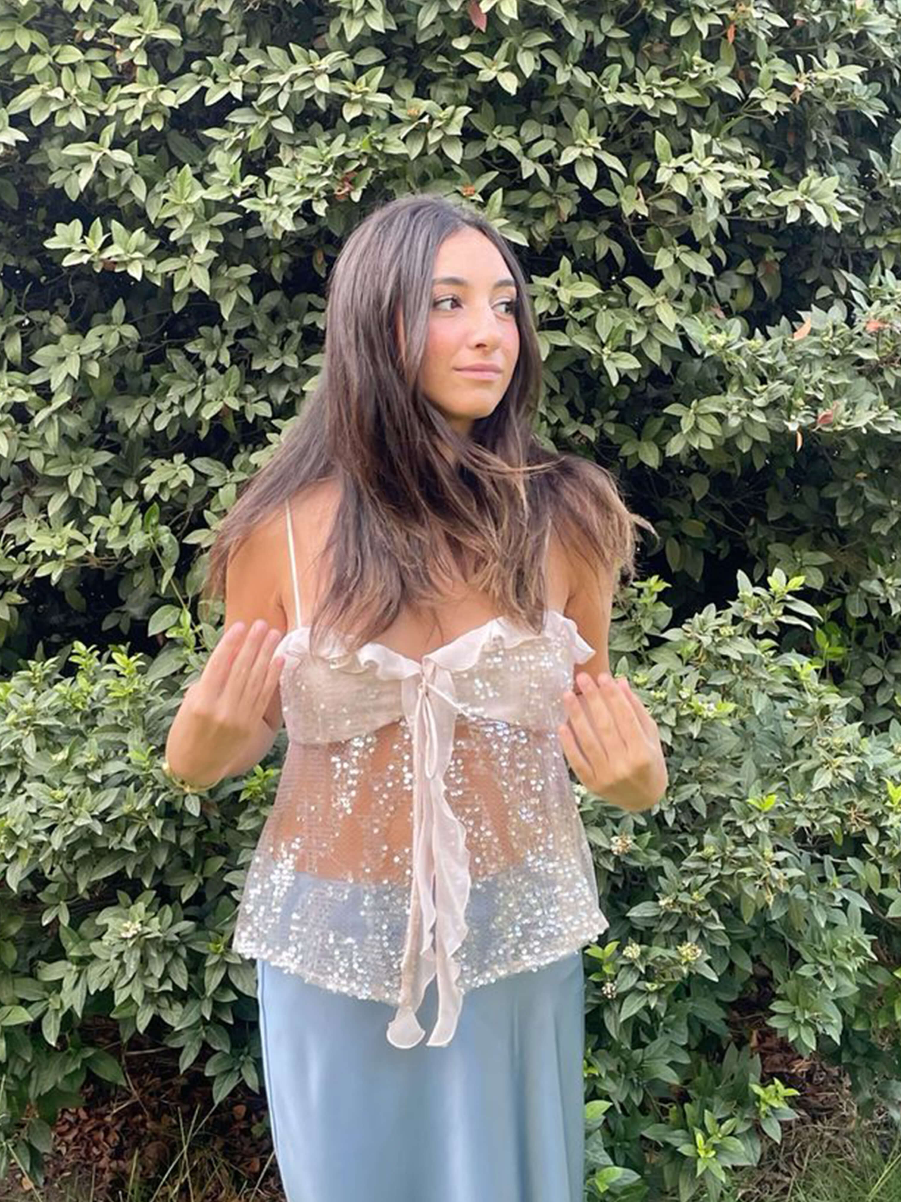 Maristelle – Ruffle sequin – Mesh top-15133853417845-Mirella Fiore