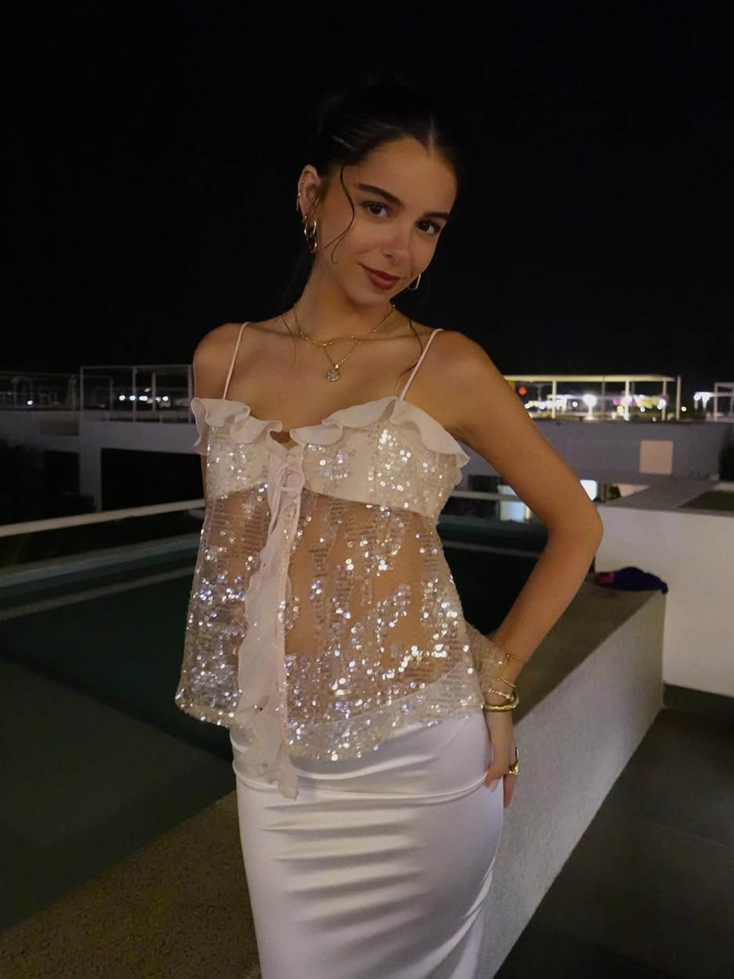 Maristelle – Ruffle sequin – Mesh top-15133853417845-Mirella Fiore