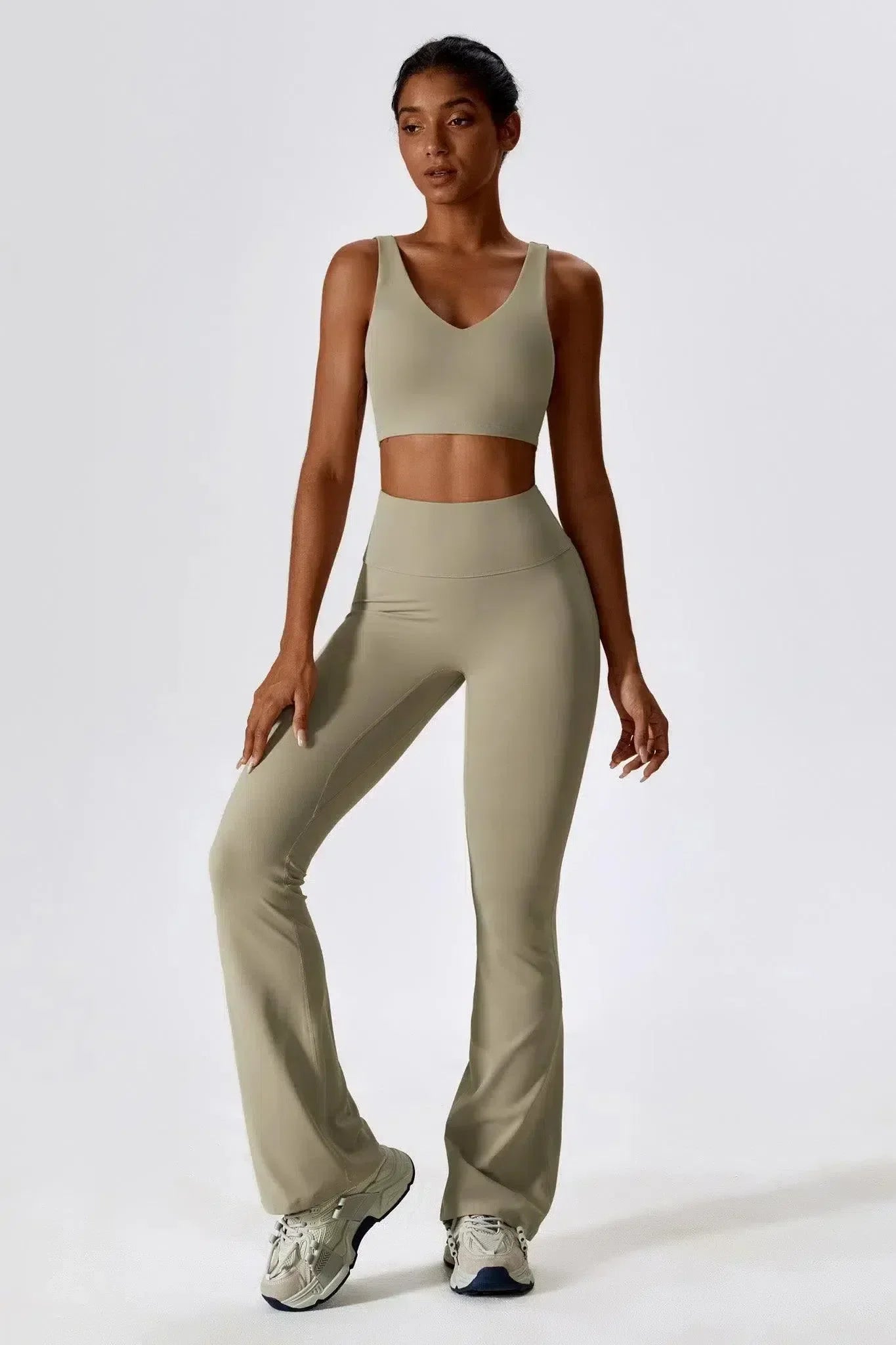 Mariuccia – Scoop neckline – Sports bra & flared leggings set-15133676372341-Mirella Fiore