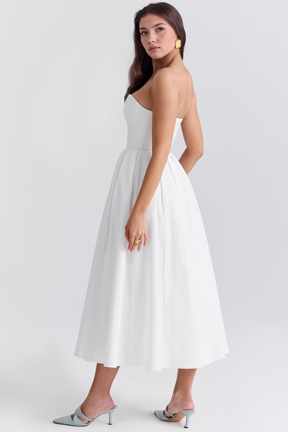 Marivelle – Strapless pleated – Midi dress-15260068446581-Mirella Fiore