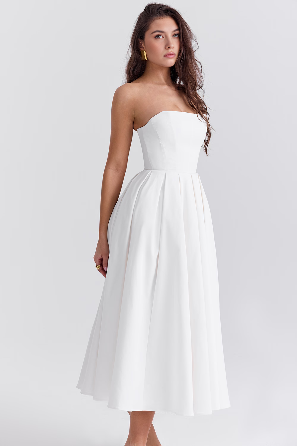Marivelle – Strapless pleated – Midi dress-15260068446581-Mirella Fiore