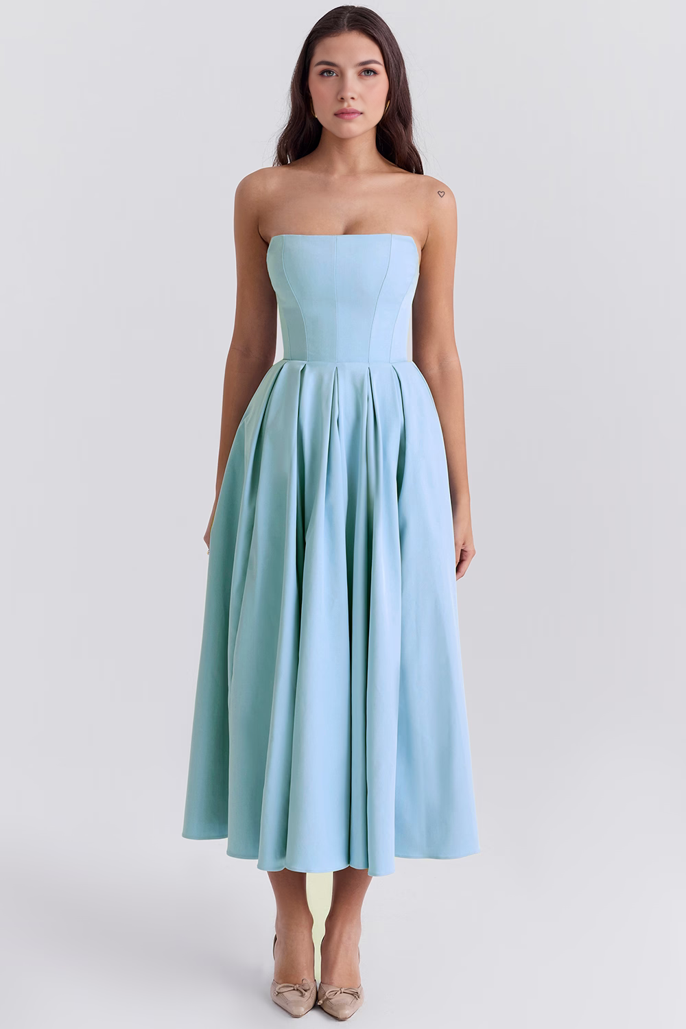 Marivelle – Strapless pleated – Midi dress-15260068446581-Mirella Fiore