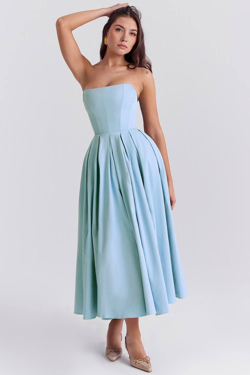 Marivelle – Strapless pleated – Midi dress-15260068446581-Mirella Fiore