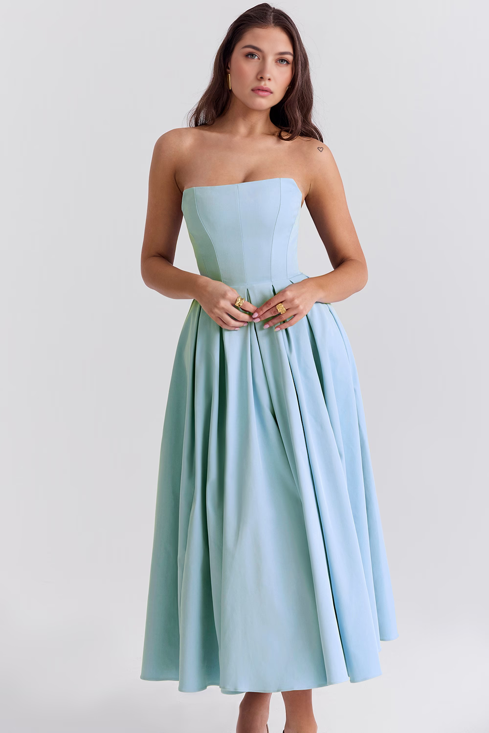Marivelle – Strapless pleated – Midi dress-15260068446581-Mirella Fiore