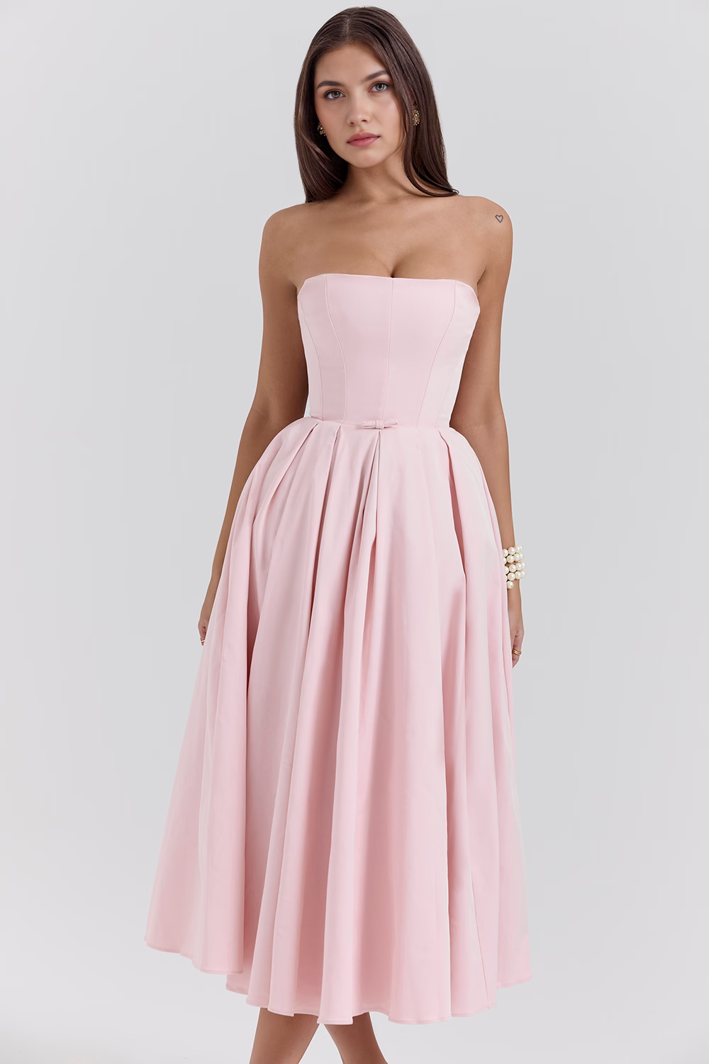 Marivelle – Strapless pleated – Midi dress-15260068446581-Mirella Fiore