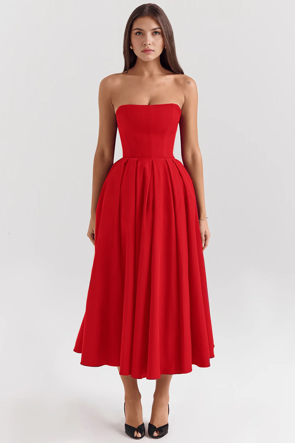 Marivelle – Strapless pleated – Midi dress-15260068446581-Mirella Fiore