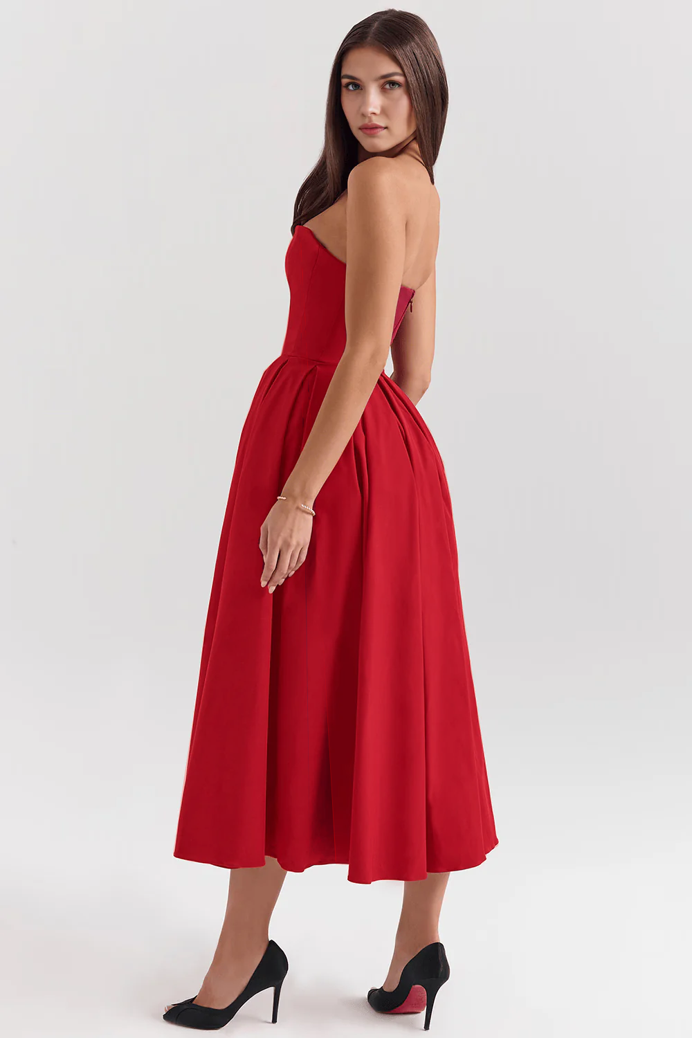 Marivelle – Strapless pleated – Midi dress-15260068446581-Mirella Fiore